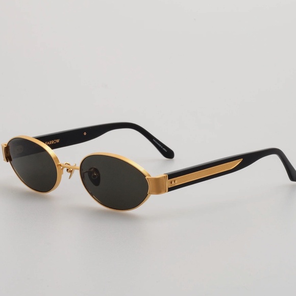 LINDA FARROW Sadie Sunglasses in 22K Yellow Gold - Picture 1 of 4